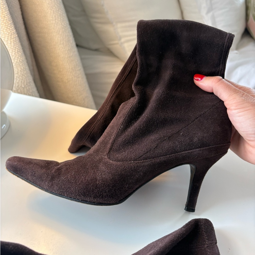 Stuart Weitzman Black Suede Heeled Boots - Picture 4 of 5